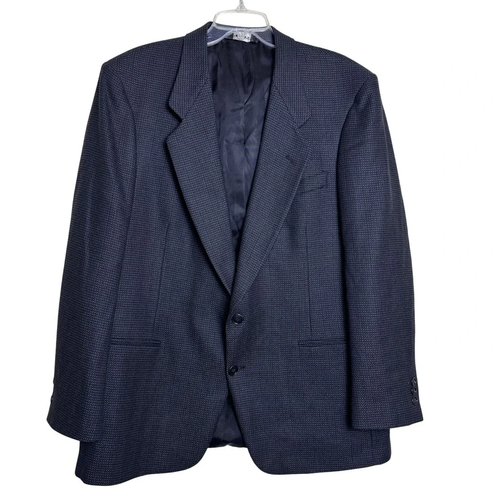 VTG PIERRE CARDIN Wool Sport Coat 42 Gray Herringbone Tweed Blazer USA Old Money